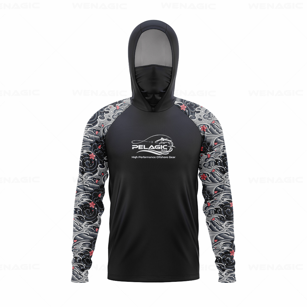 Fishing Shirt Uv Protection - pelagic gear Мужская рубашка с капюшоном
