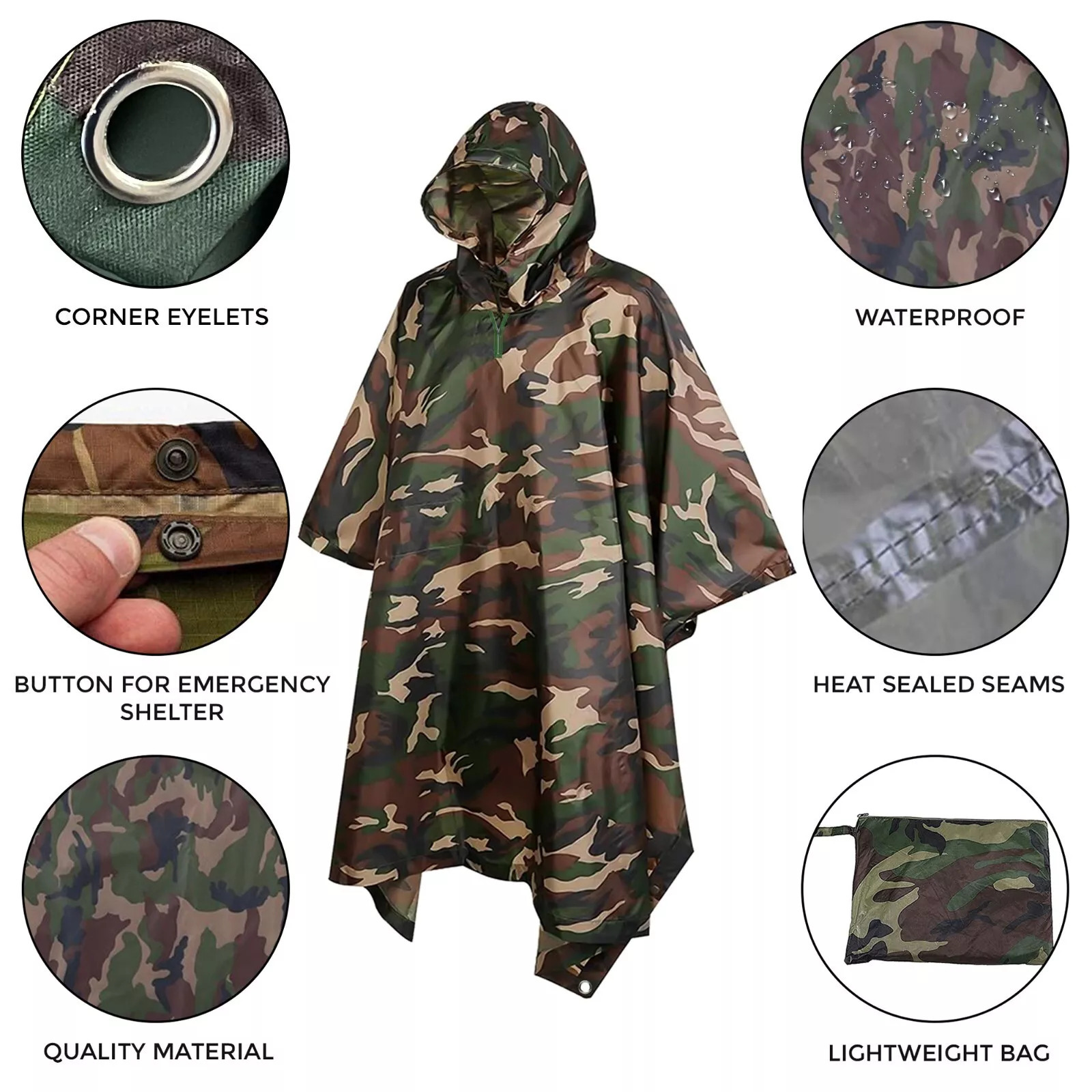 Fishing Rain Suit - Камуфляжный дождевик-плащ из оксфордской ткани для