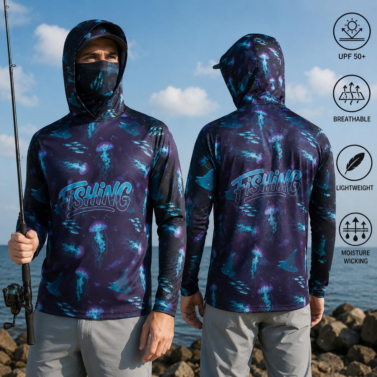 Рыболовная рубашка с капюшоном – обзор и цена Fishing Mask Sun Protection